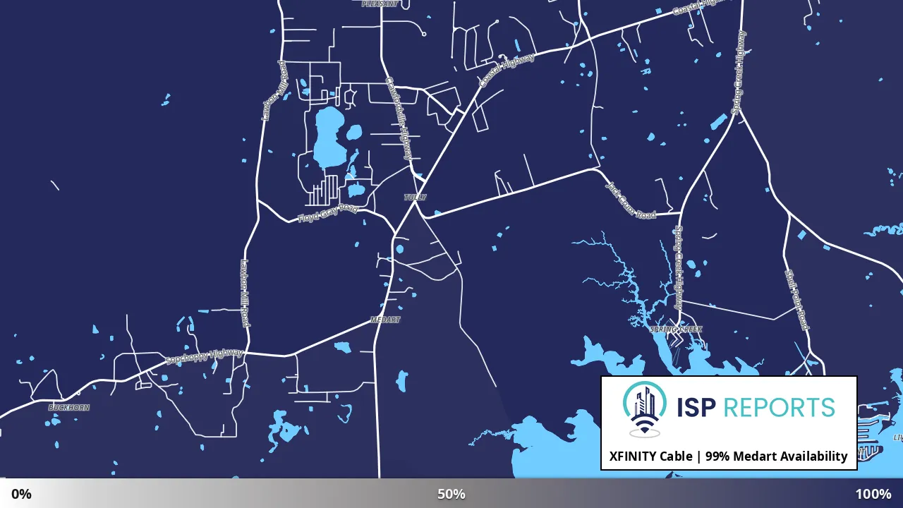 Medart, FL map of internet availability