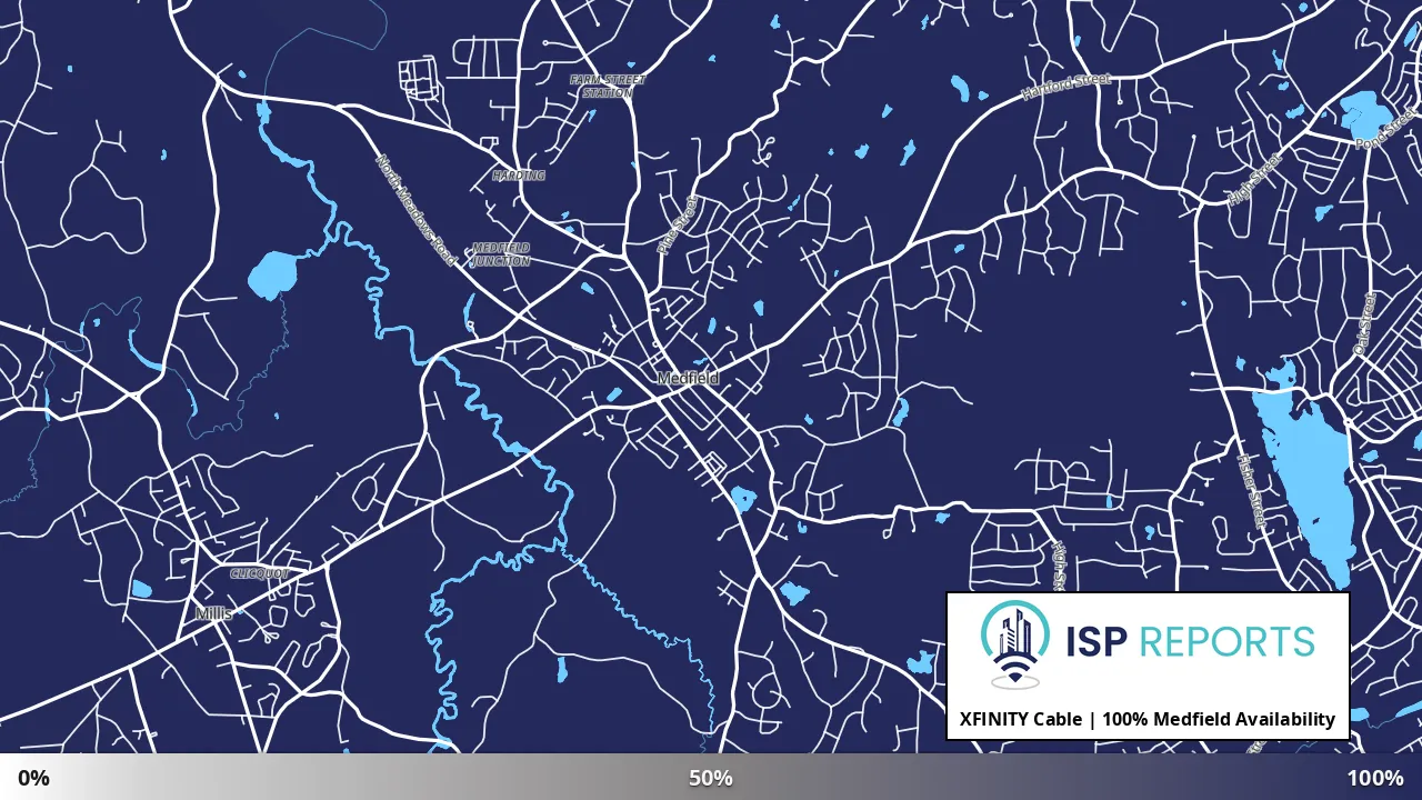 Medfield, MA map of internet availability