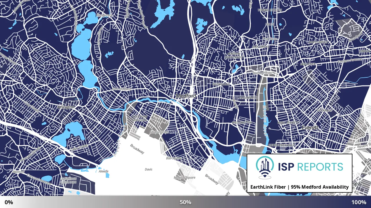 Medford, MA map of internet availability