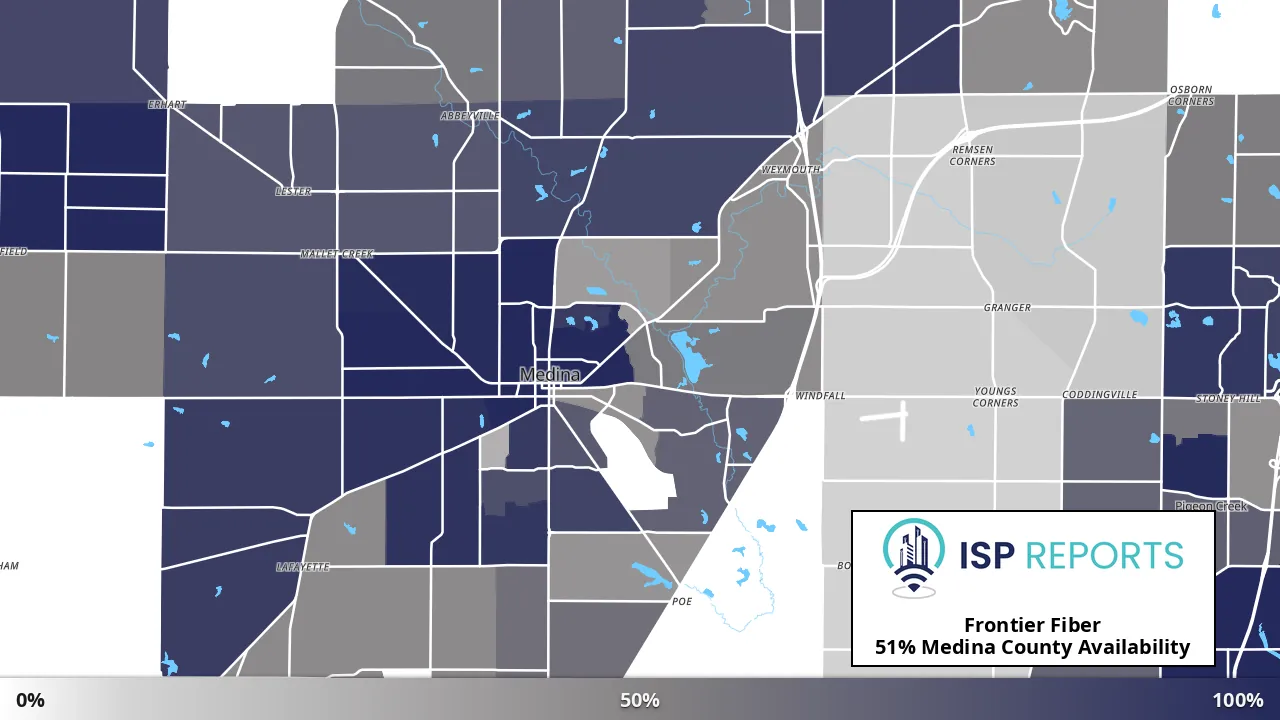 Medina County, OH map of internet availability