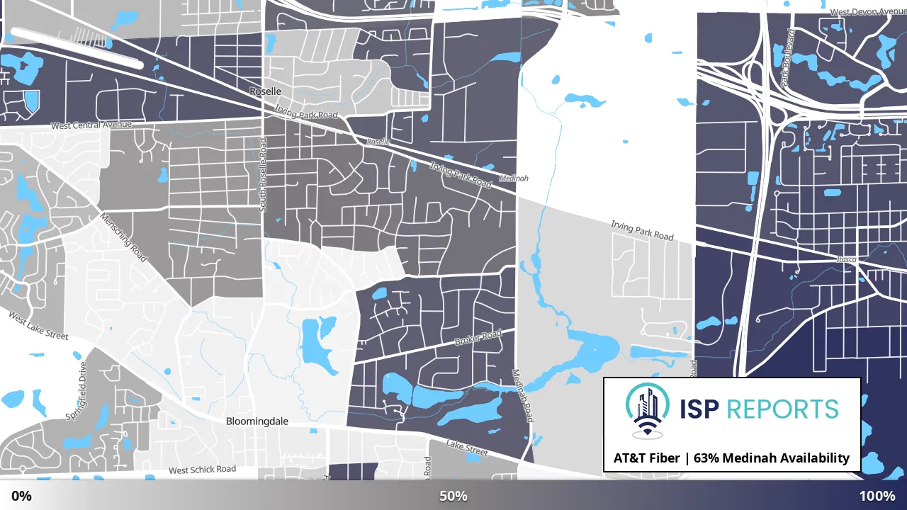 Medinah, IL map of internet availability