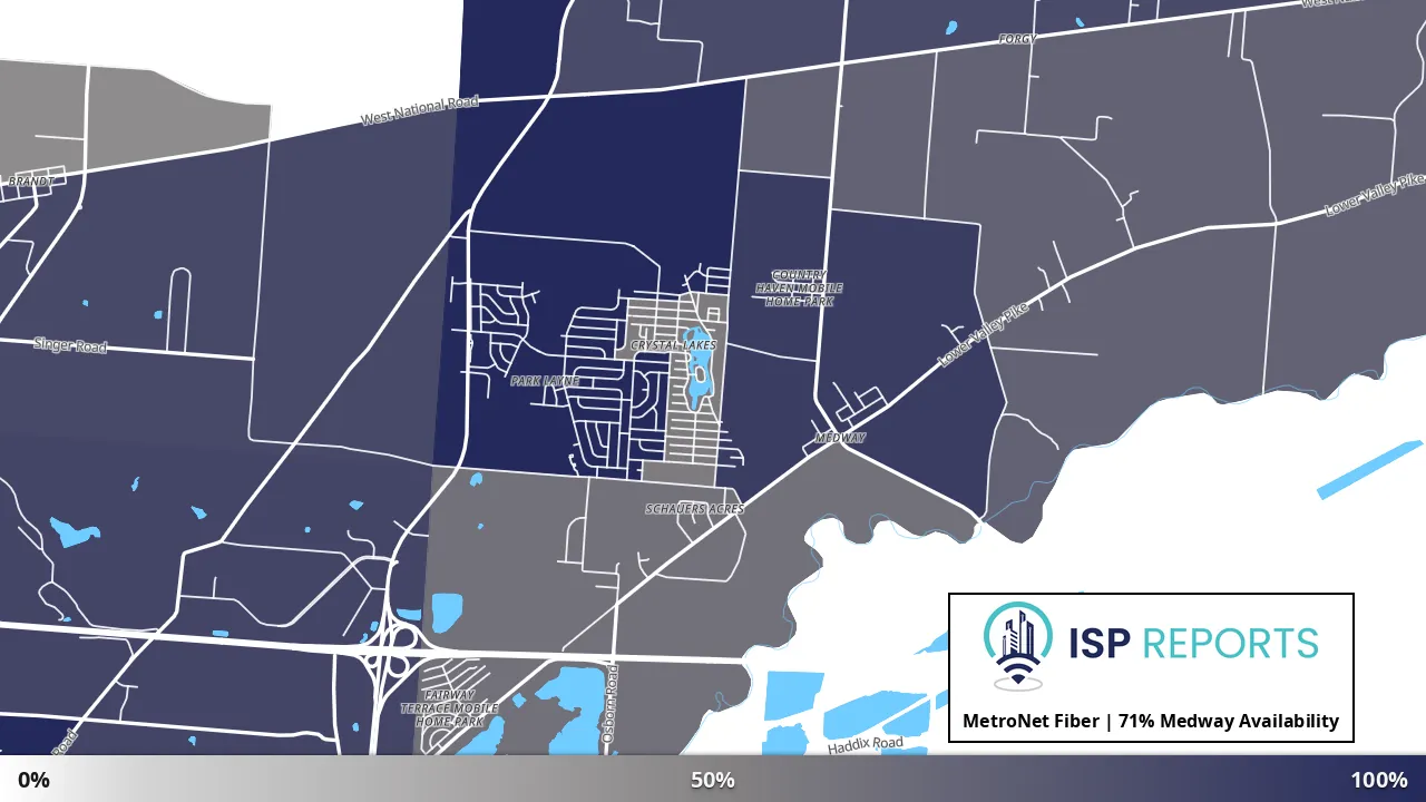 Medway, OH map of internet availability