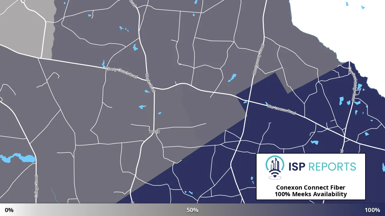 Meeks, GA map of internet availability
