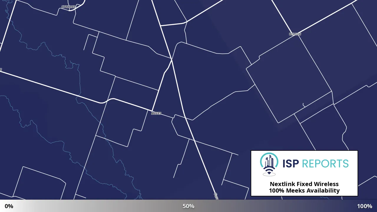 Meeks, TX map of internet availability