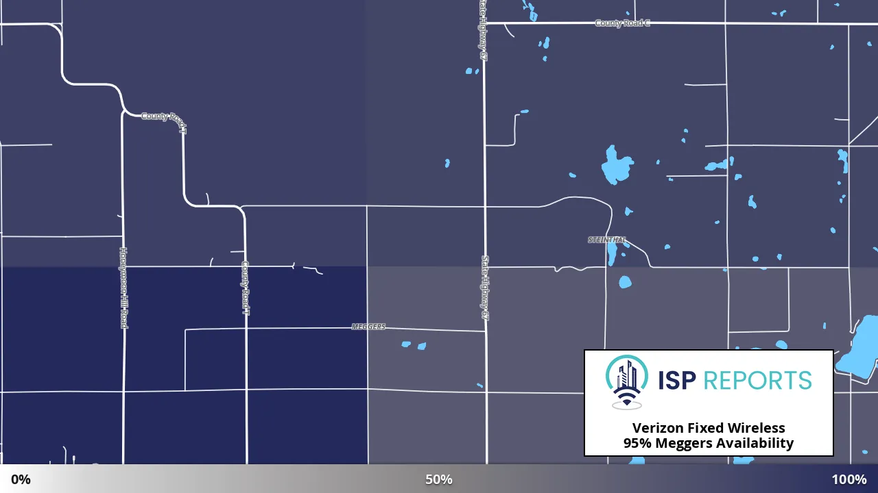 Meggers, WI map of internet availability