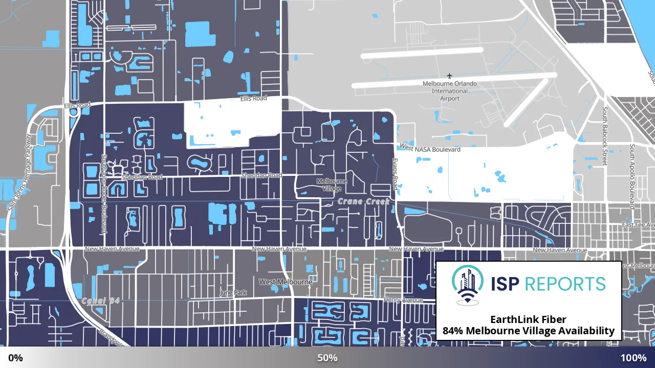 Melbourne Village, FL map of internet availability
