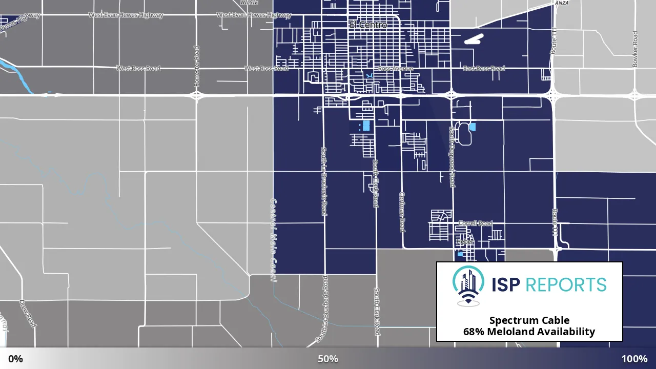 Meloland, CA map of internet availability