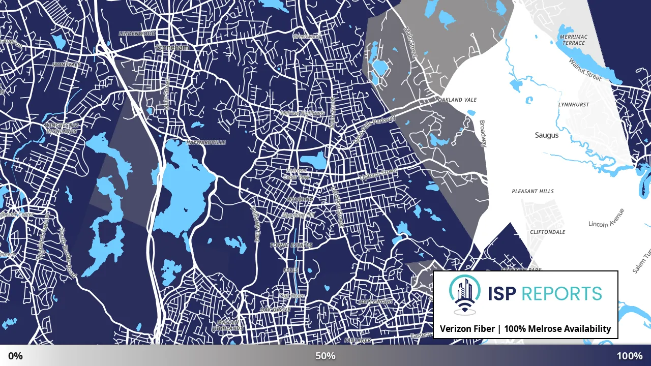 Melrose, MA map of internet availability