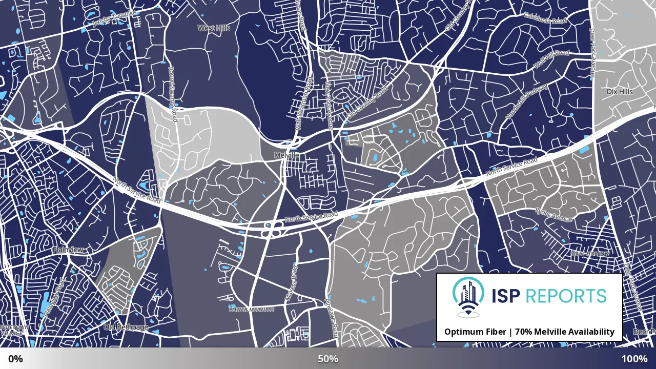 Melville, NY map of internet availability