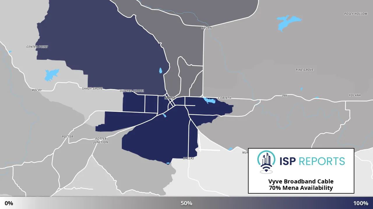 Mena, AR map of internet availability
