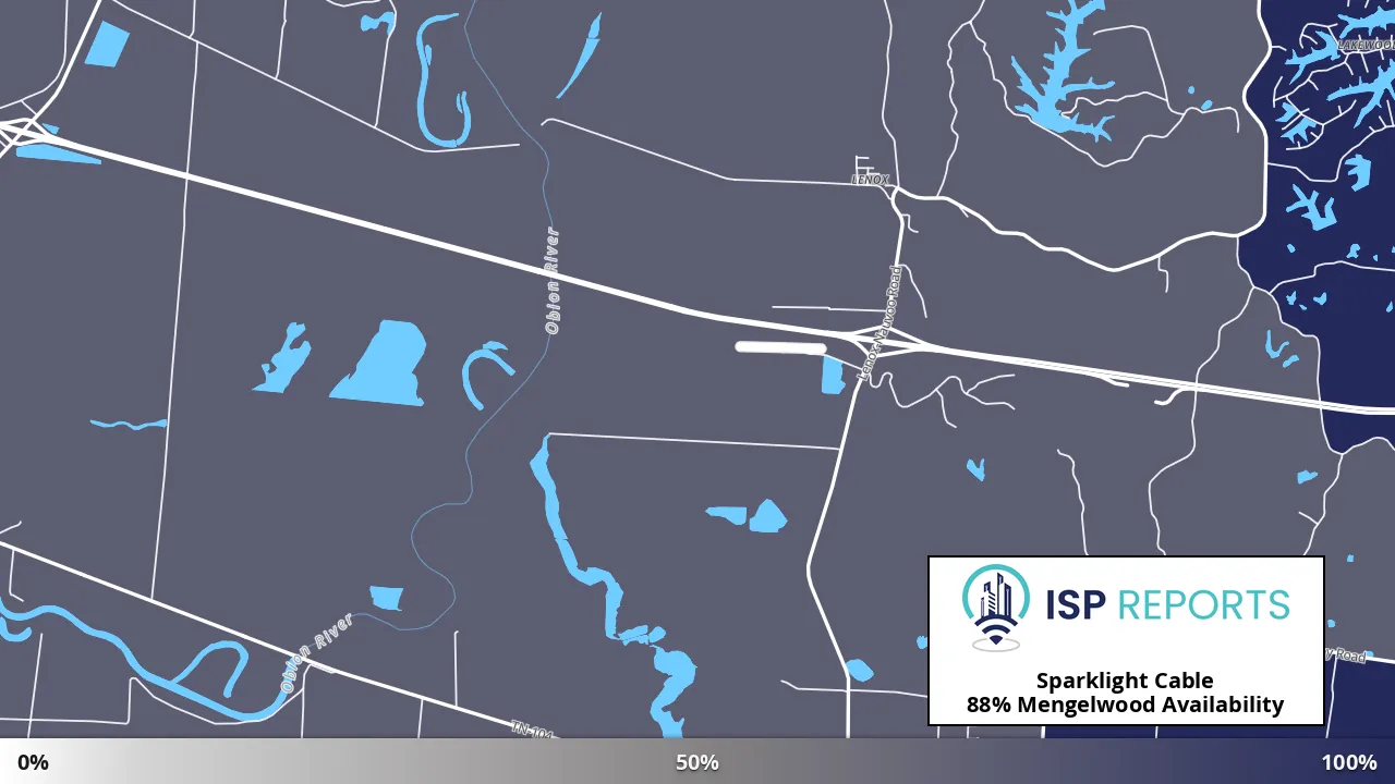 Mengelwood, TN map of internet availability