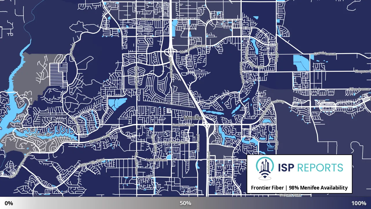 Menifee, CA map of internet availability