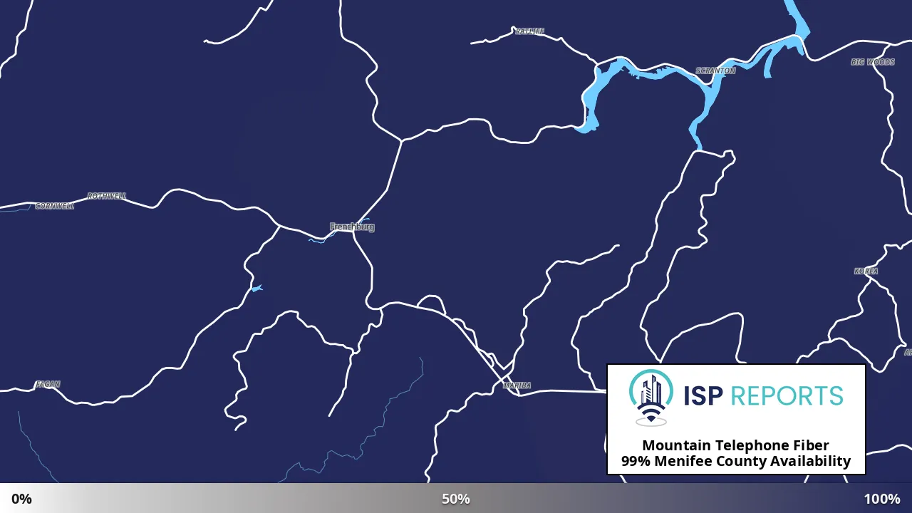 Menifee County, KY map of internet availability