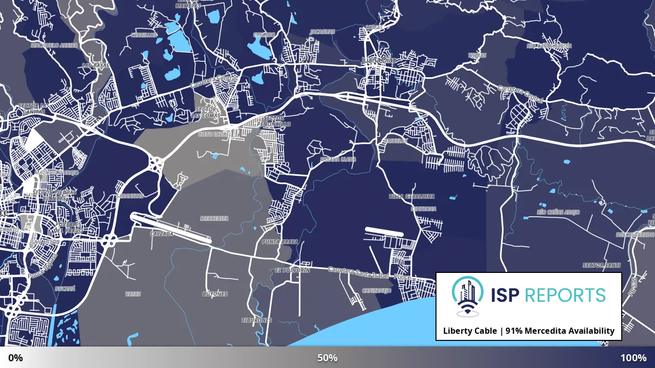 Mercedita, PR map of internet availability