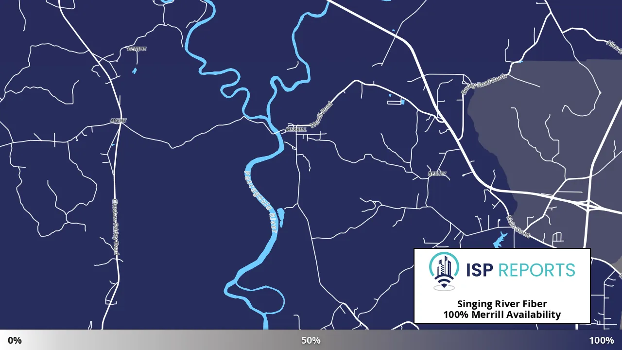 Merrill, MS map of internet availability