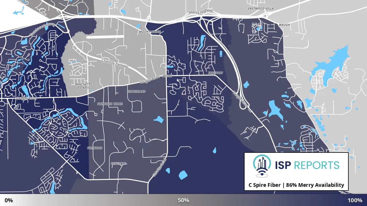 Merry, AL map of internet availability