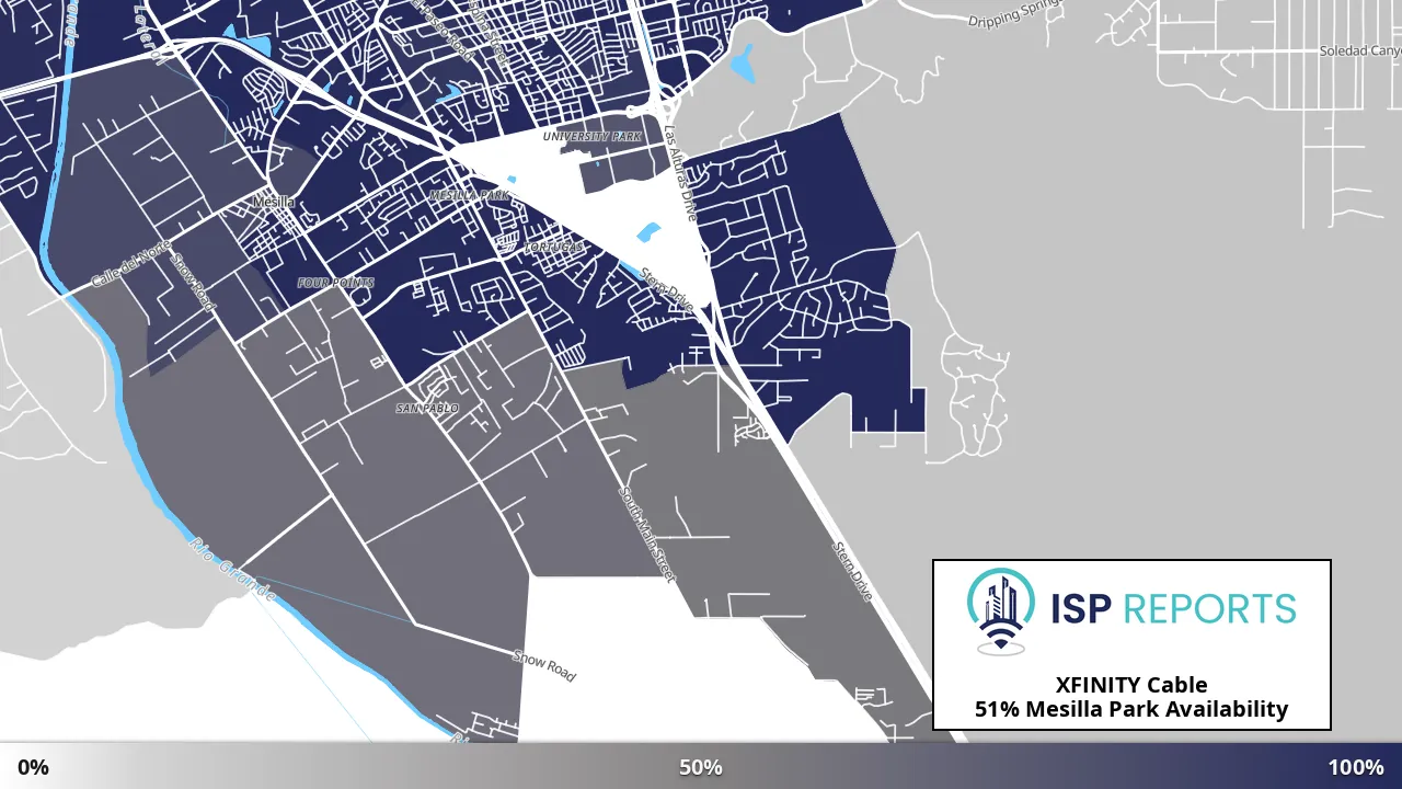Mesilla Park, NM map of internet availability
