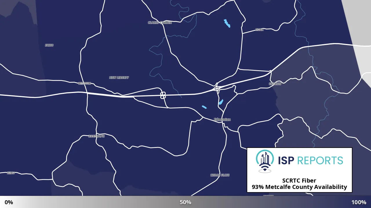 Metcalfe County, KY map of internet availability