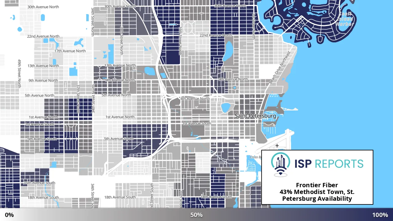 Methodist Town, St. Petersburg, FL map of internet availability