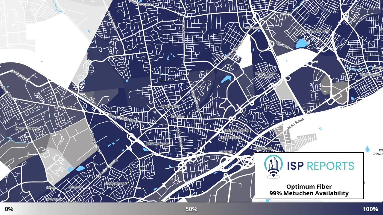 Metuchen, NJ map of internet availability