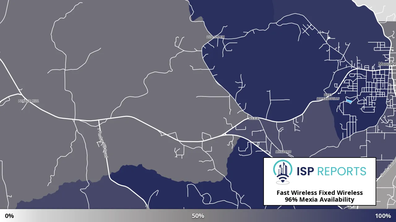 Mexia, AL map of internet availability
