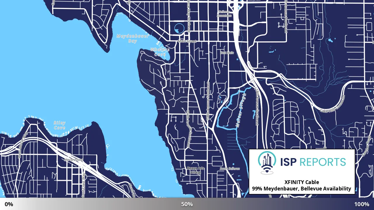 Meydenbauer, Bellevue, WA map of internet availability