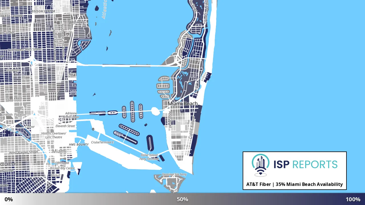 Miami Beach, FL map of internet availability