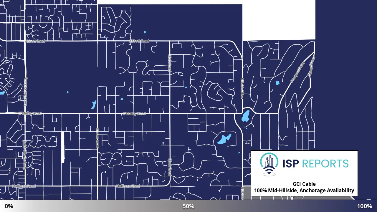 Mid-Hillside, Anchorage, AK map of internet availability