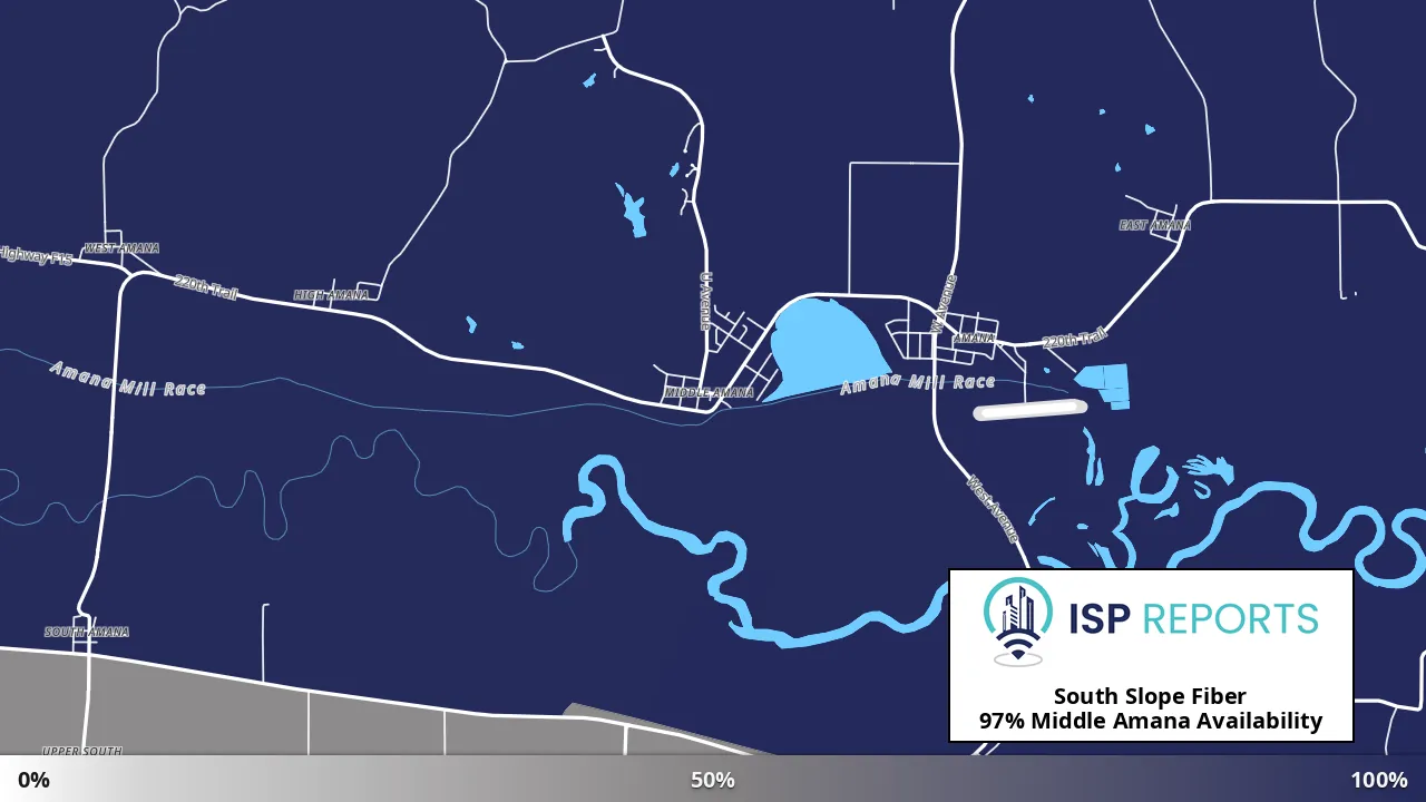 Middle Amana, IA map of internet availability