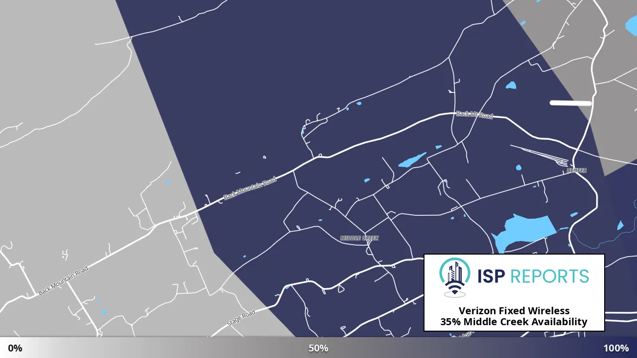 Middle Creek, PA map of internet availability