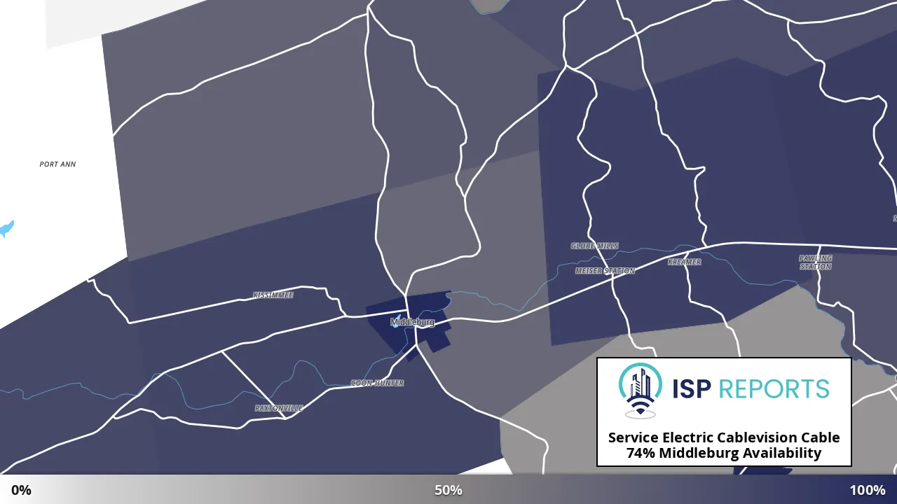 Middleburg, PA map of internet availability