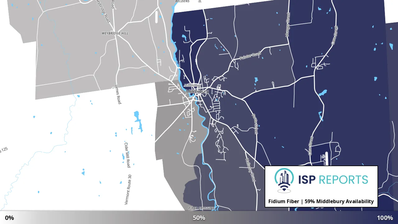 Middlebury, VT map of internet availability