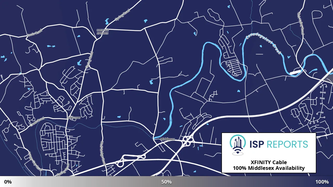 Middlesex, PA map of internet availability