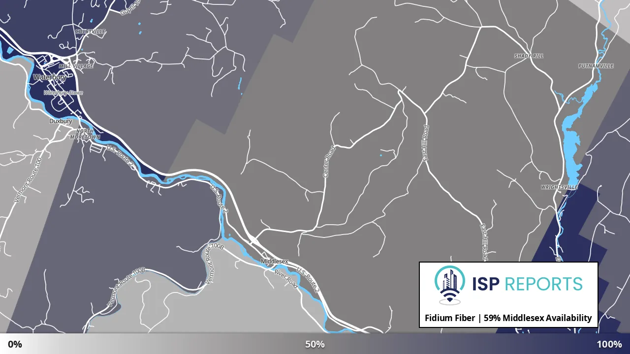 Middlesex, VT map of internet availability