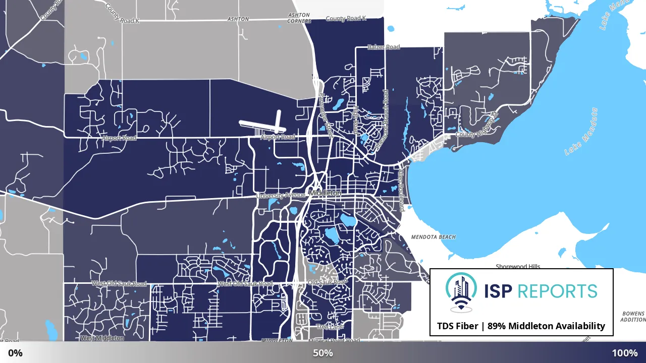 Middleton, WI map of internet availability