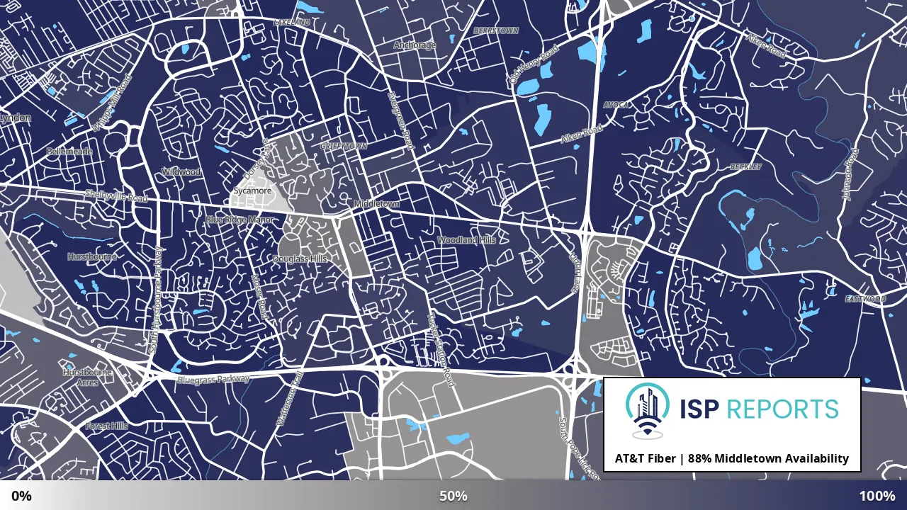 Middletown, KY map of internet availability