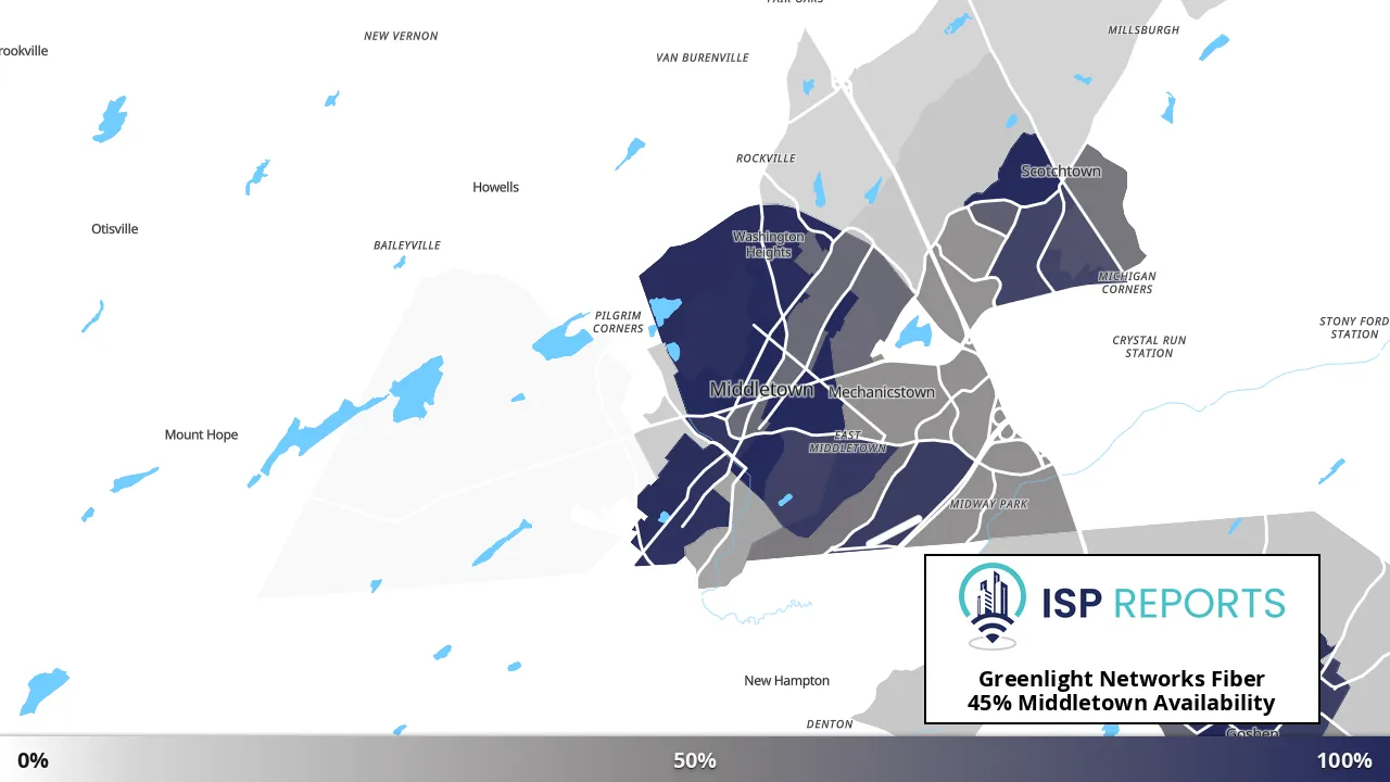 Middletown, NY map of internet availability