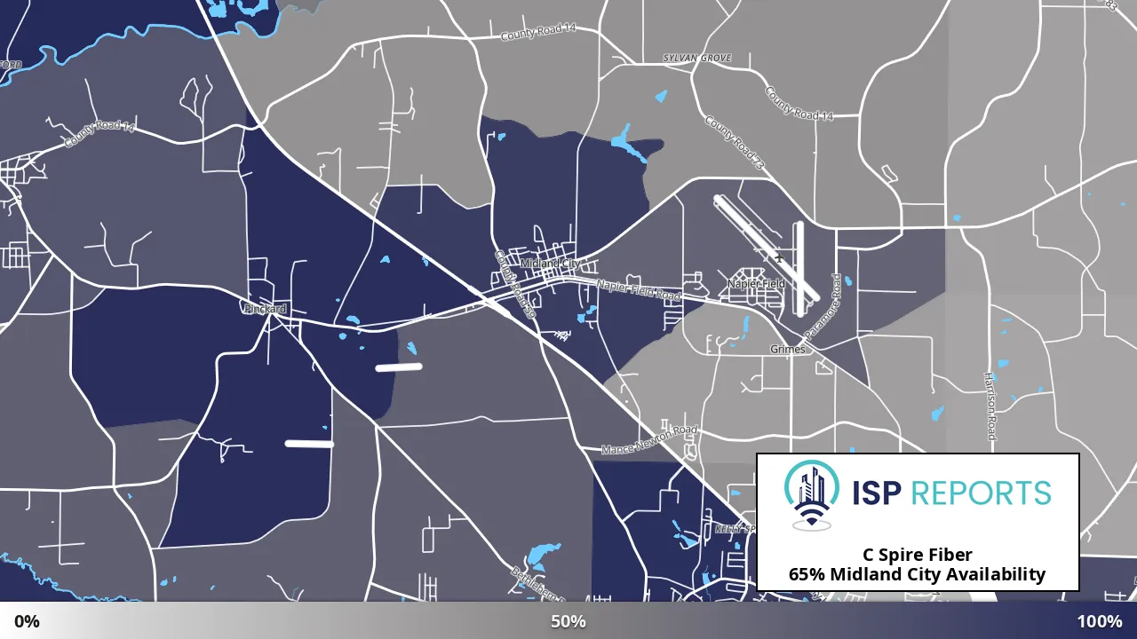 Midland City, AL map of internet availability