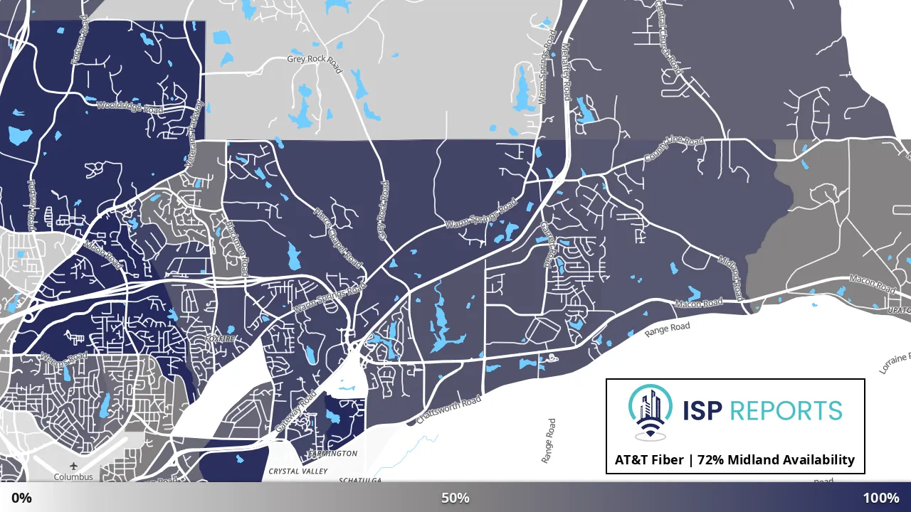 Midland, GA map of internet availability