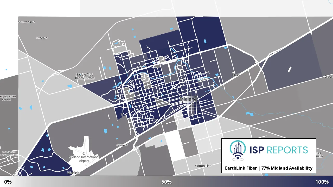 Midland, TX map of internet availability