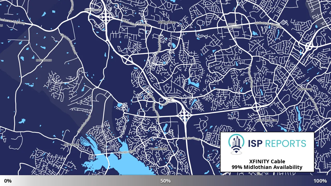 Midlothian, VA map of internet availability