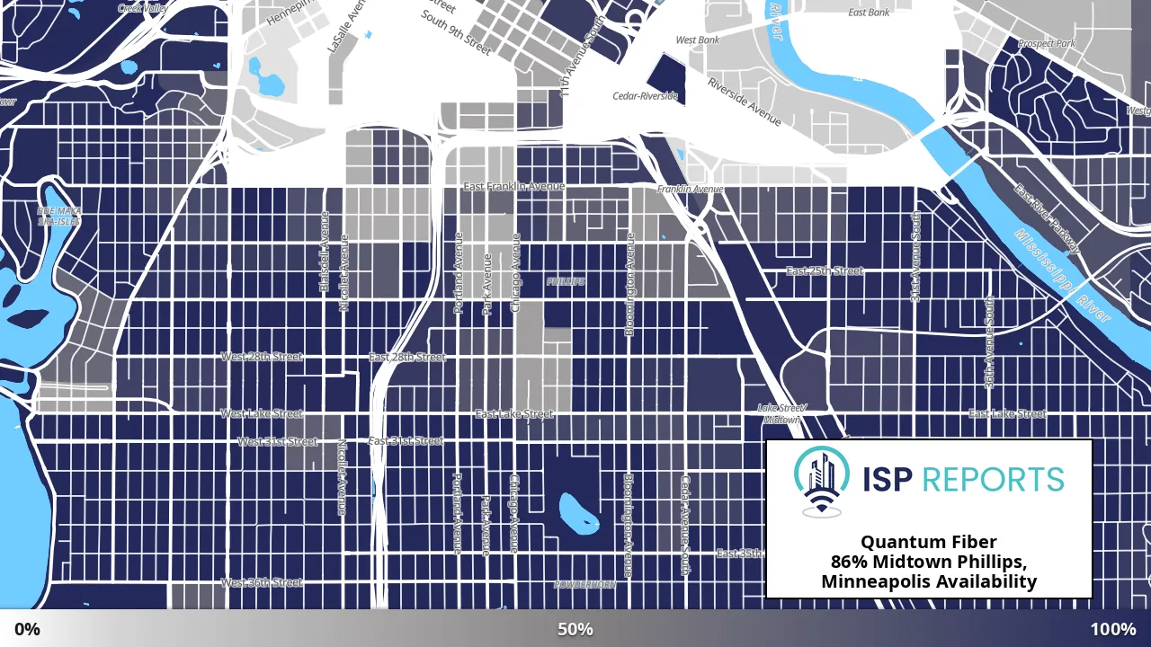 Midtown Phillips, Minneapolis, MN map of internet availability