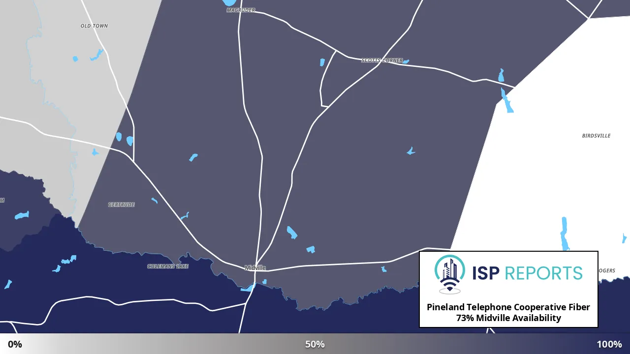 Midville, GA map of internet availability
