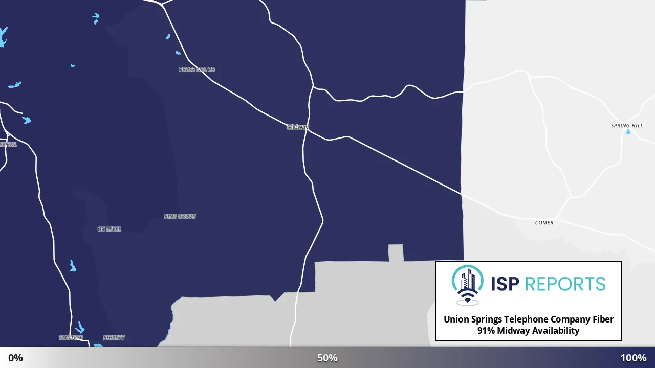 Midway, AL map of internet availability