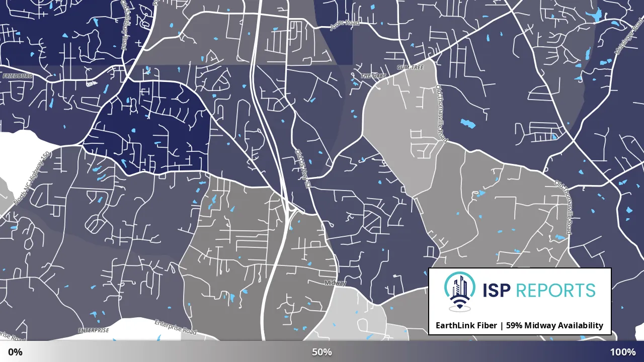 Midway, NC map of internet availability