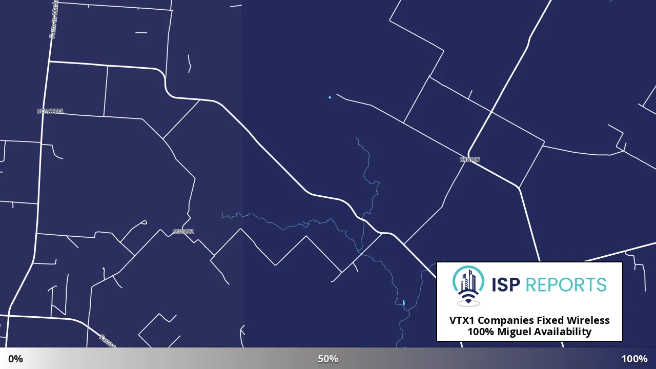 Miguel, TX map of internet availability