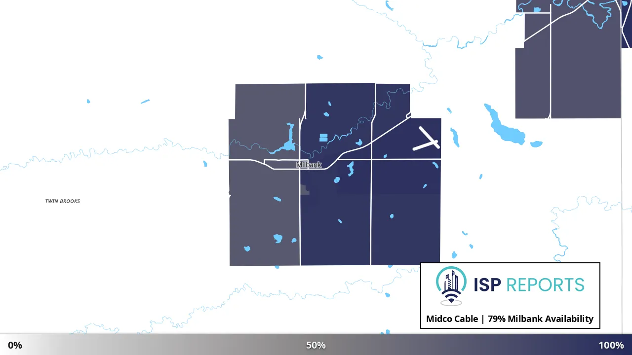 Milbank, SD map of internet availability