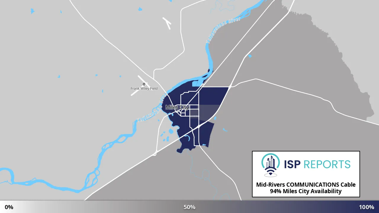 Miles City, MT map of internet availability