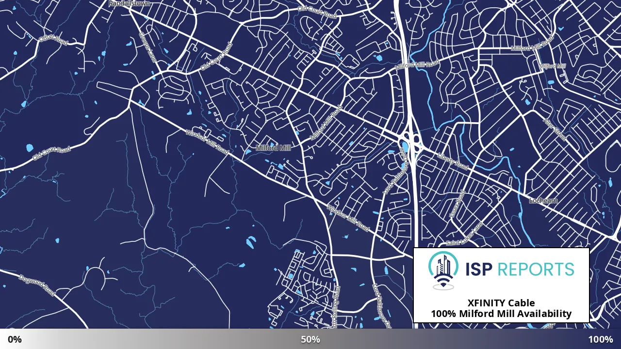 Milford Mill, MD map of internet availability