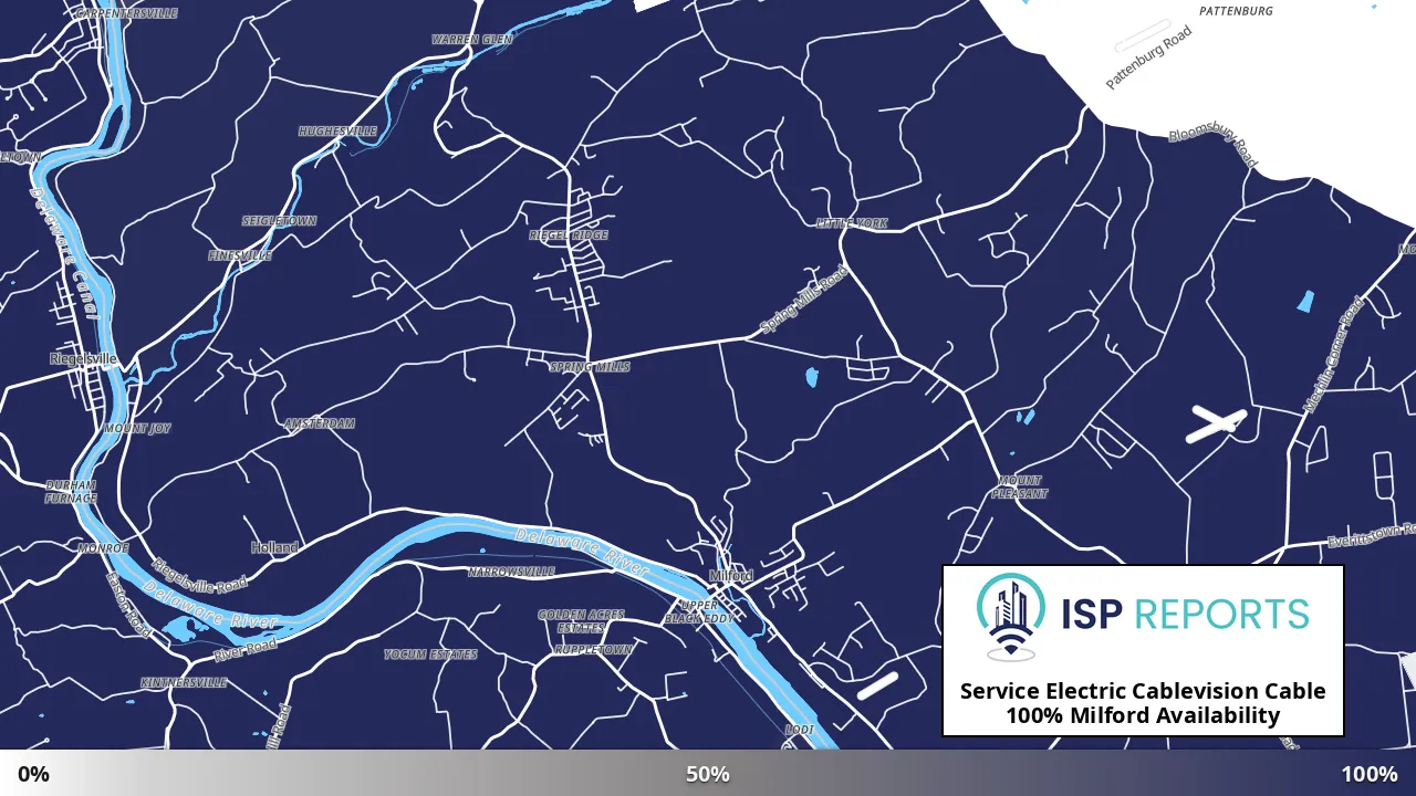 Milford, NJ map of internet availability
